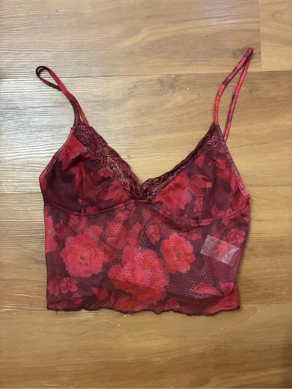 Motel Rocks Yenika cami crop top in a burgundy rough rose floral